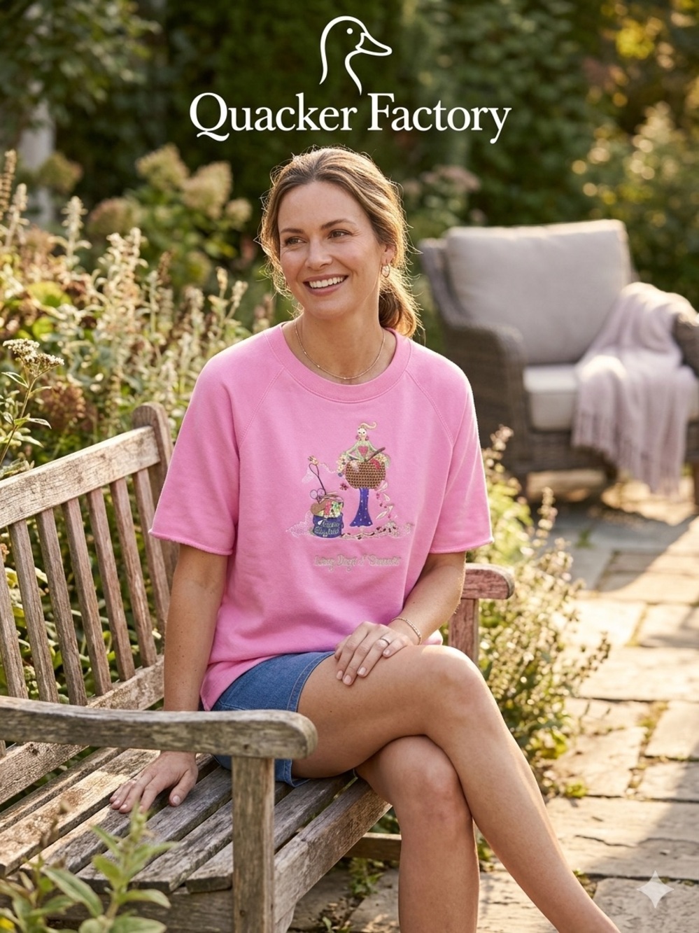 Quacker Factory Hot Pink Embroidered Fairy Top